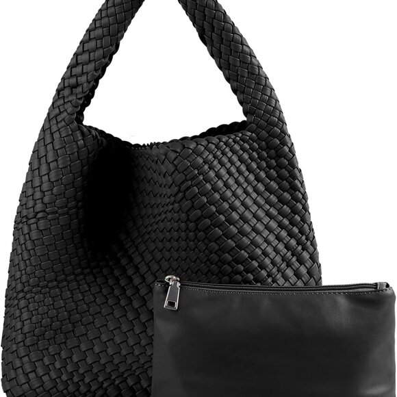 Woven Tote Bag Women Leather Large Capacity Handbag Shopper Shoulder Stylish - Picture 1 of 7